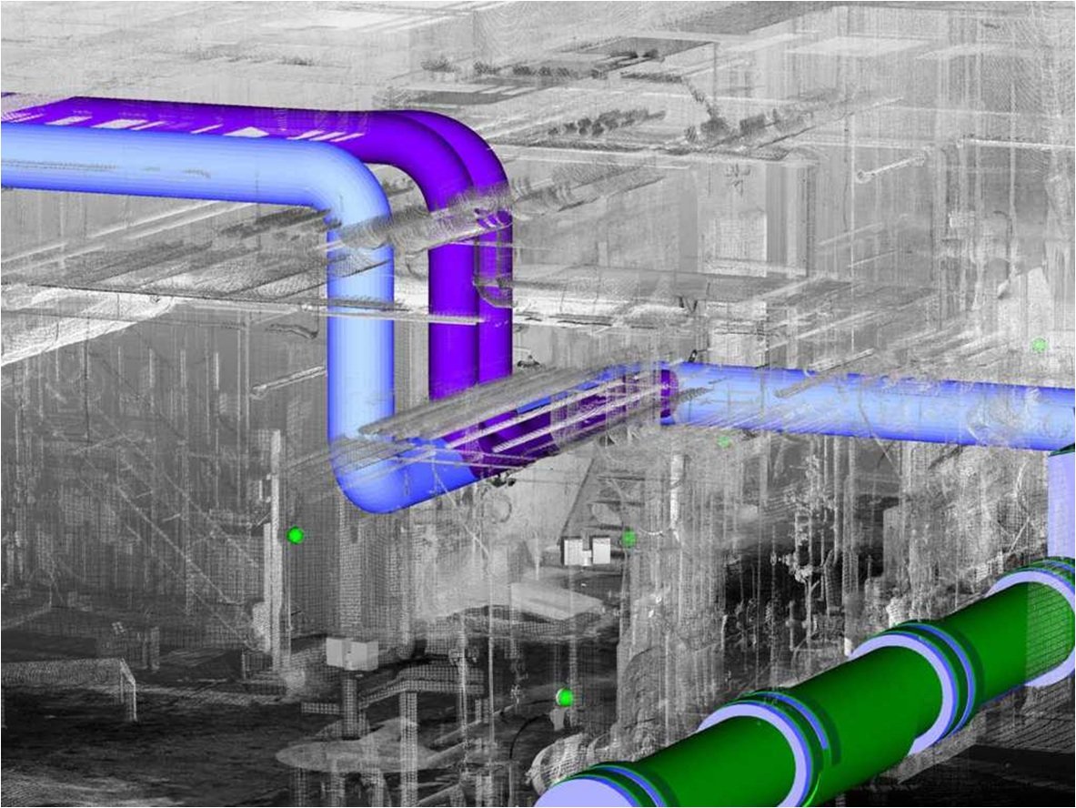 Auch im Bau von industriellen Rohrleitungssystemen lässt sich 3-D-Scanning optimal nutzen.
