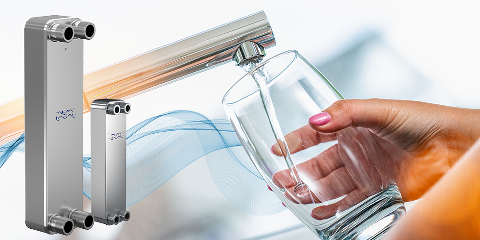 Plattenwärmetauscher AlfaNovaTW aus 100 % Edelstahl für sichere  Trinkwassersysteme