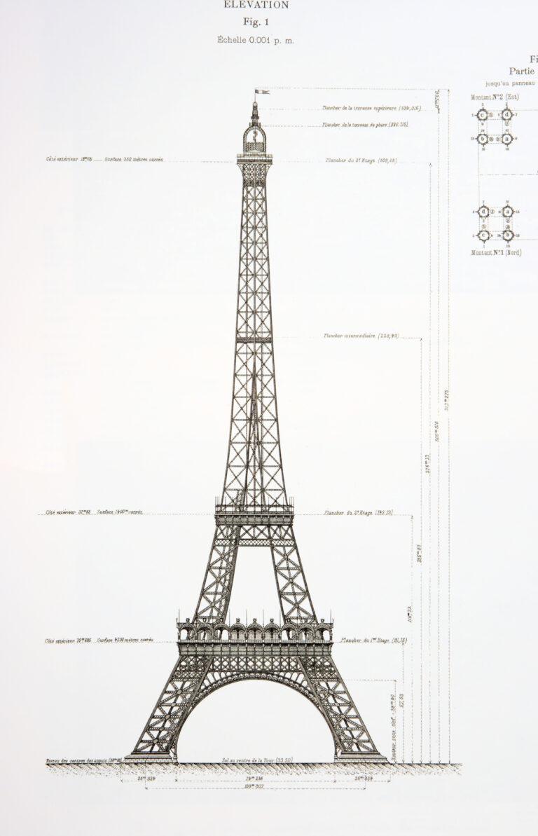Konstruktionszeichnung des Eiffelturms