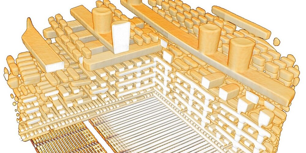 Struktur eines Computerchips in 3D