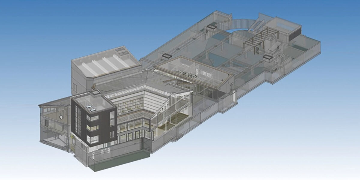 Bild 1. BIM-Modell des Bürgerhauses in Gräfelfing (Molenaar Architekten). Grafik: Suess Staller Schmitt Ingenieure