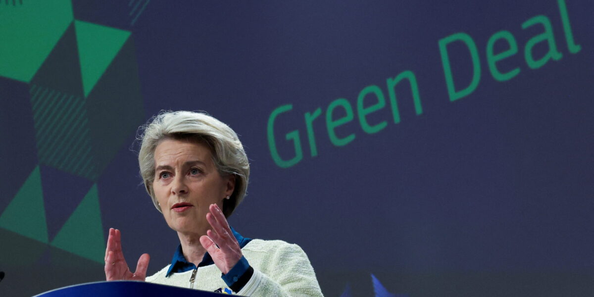 European Commission President Ursula presents a "communication" detailing the EU's "Green Deal Industrial Plan" in Brussels