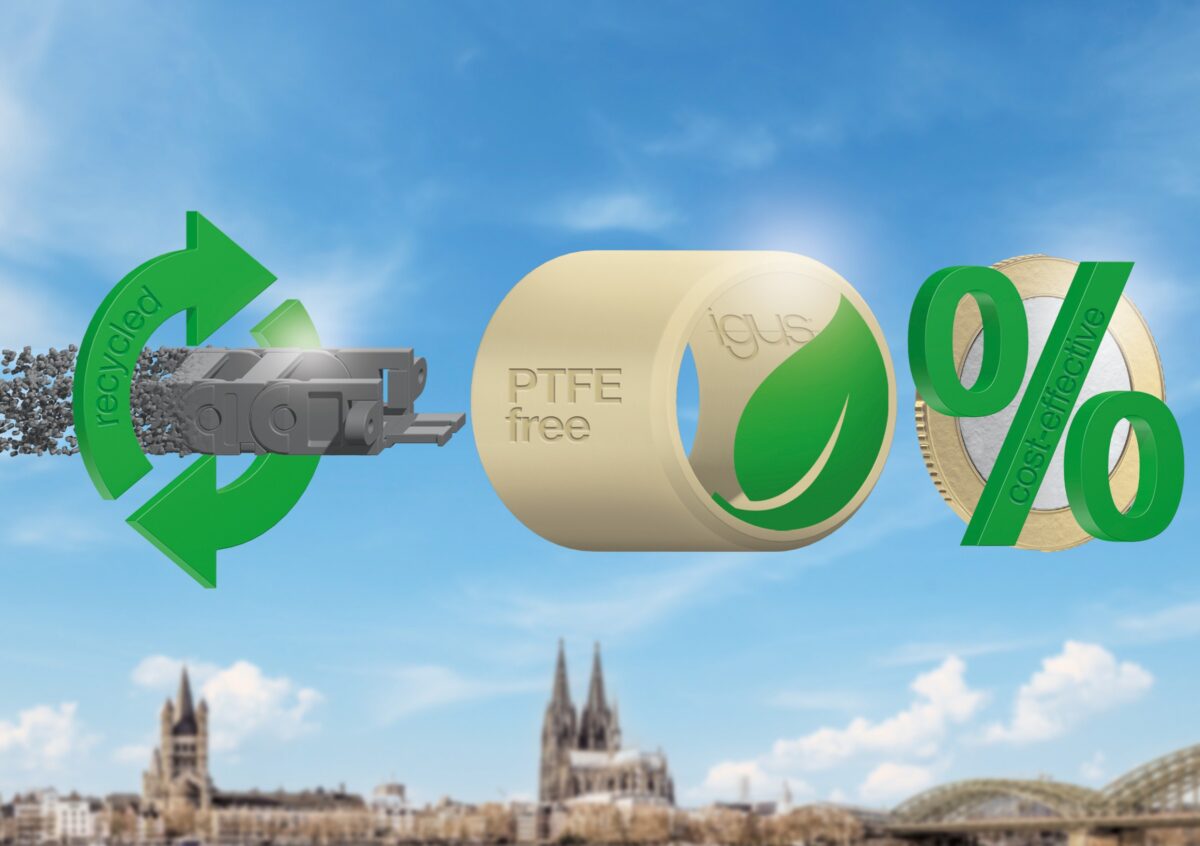 Von der Energiekettenserie aus Recyclingmaterial bis zu PTFE-freien Werkstoffen: Auf der Hannover Messe 2025 zeigt igus nachhaltige motion-plastics-Lösungen. Foto: igus GmbH