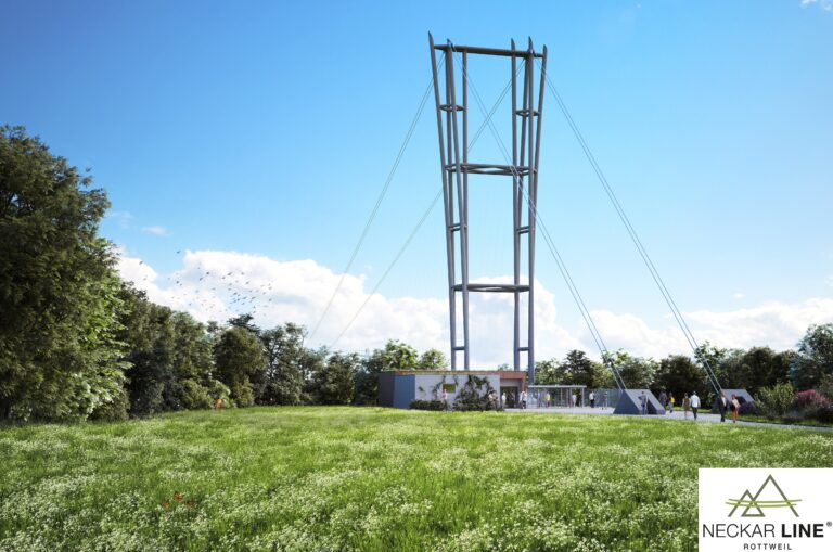 Pylon der Fußgänger-Hängebrücke